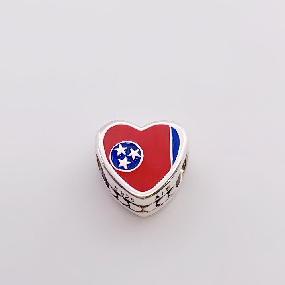 Pandora Tennessee Flag Heart Charm